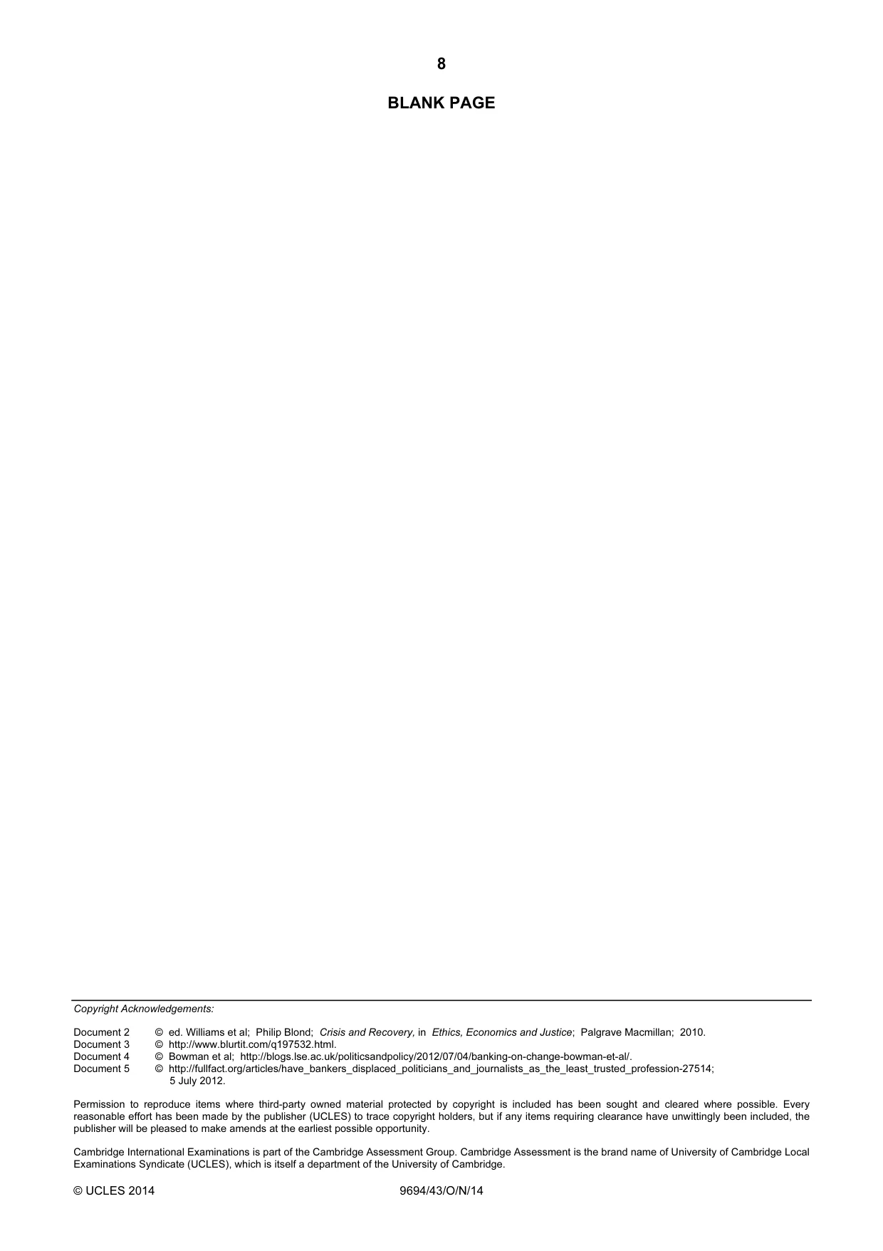 Cambridge A Level Thinking Skills 9694 2014 Oct/Nov Paper 4 · Variant 3 question paper, page 8 of 8