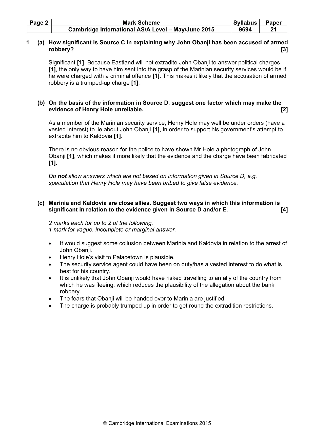 Mark scheme, page 2 of 9