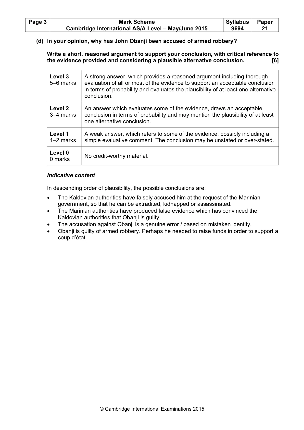 Mark scheme, page 3 of 9