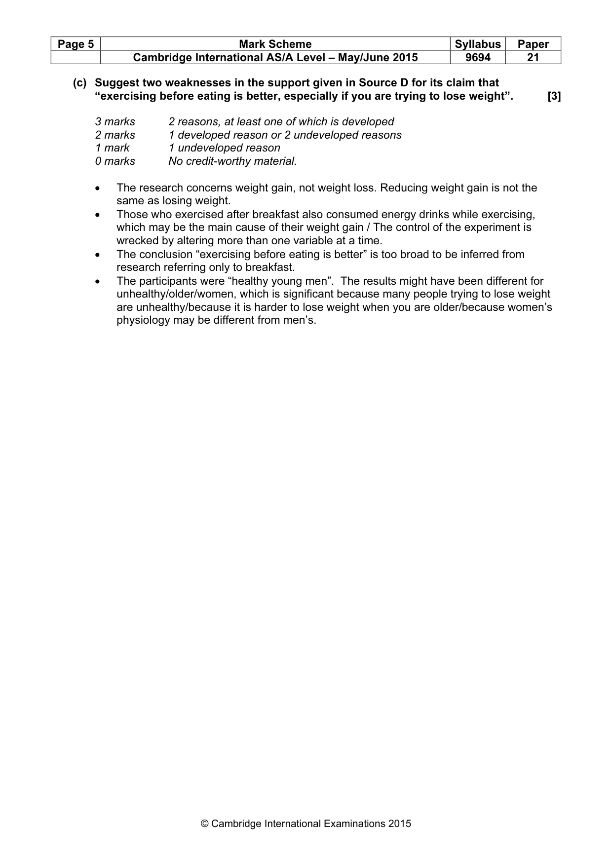 Mark scheme, page 5 of 9