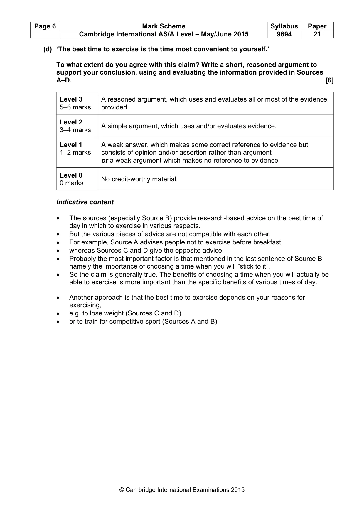Mark scheme, page 6 of 9