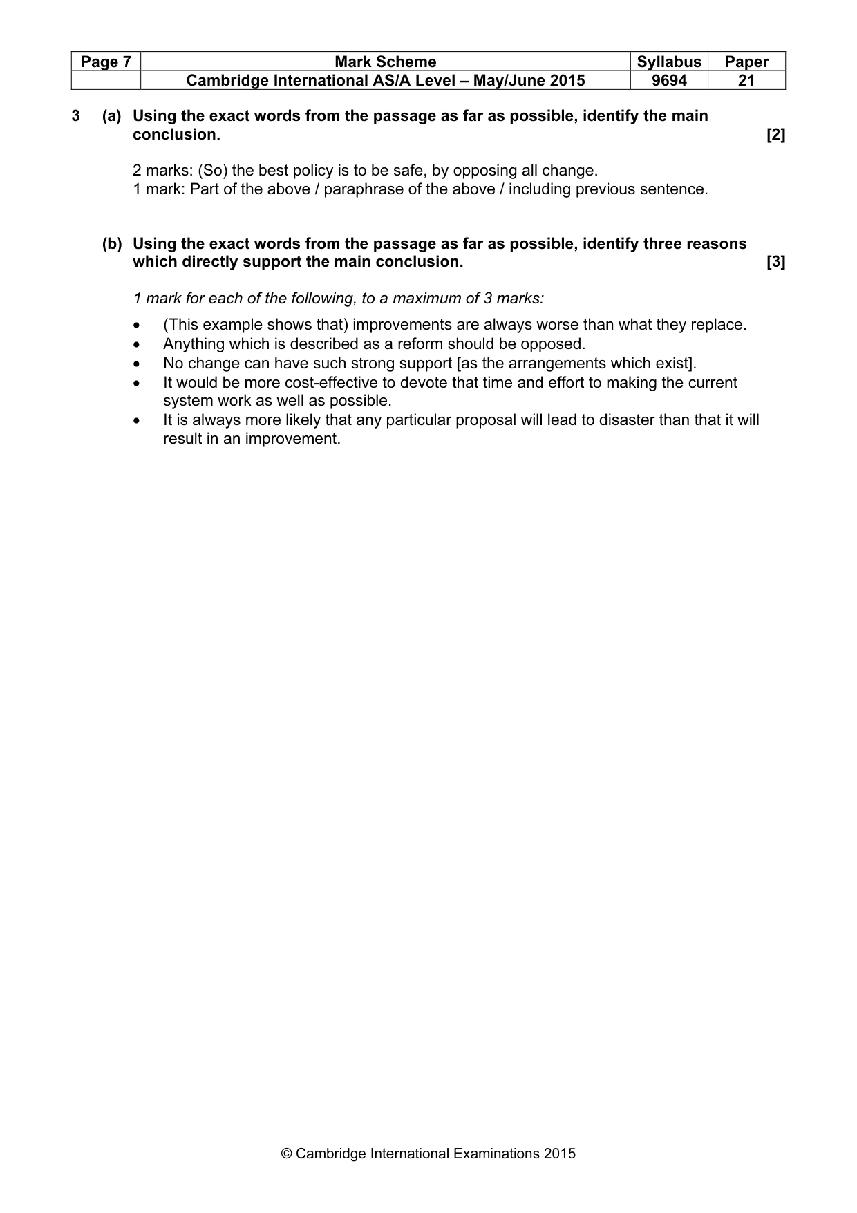 Mark scheme, page 7 of 9