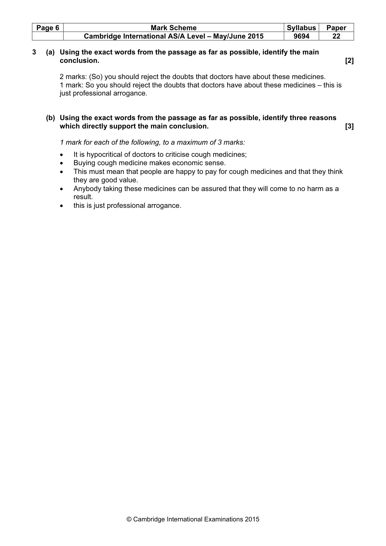 Mark scheme, page 6 of 8