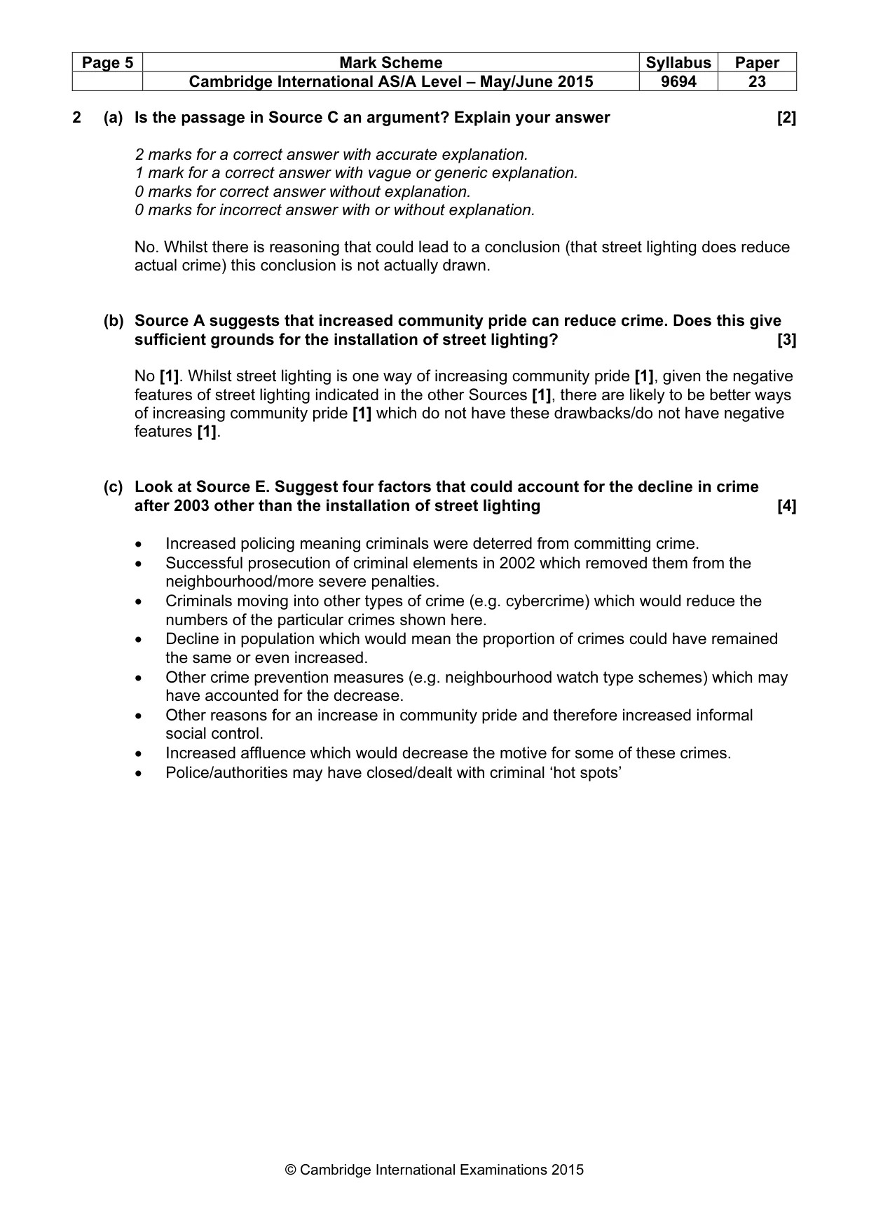 Mark scheme, page 5 of 8