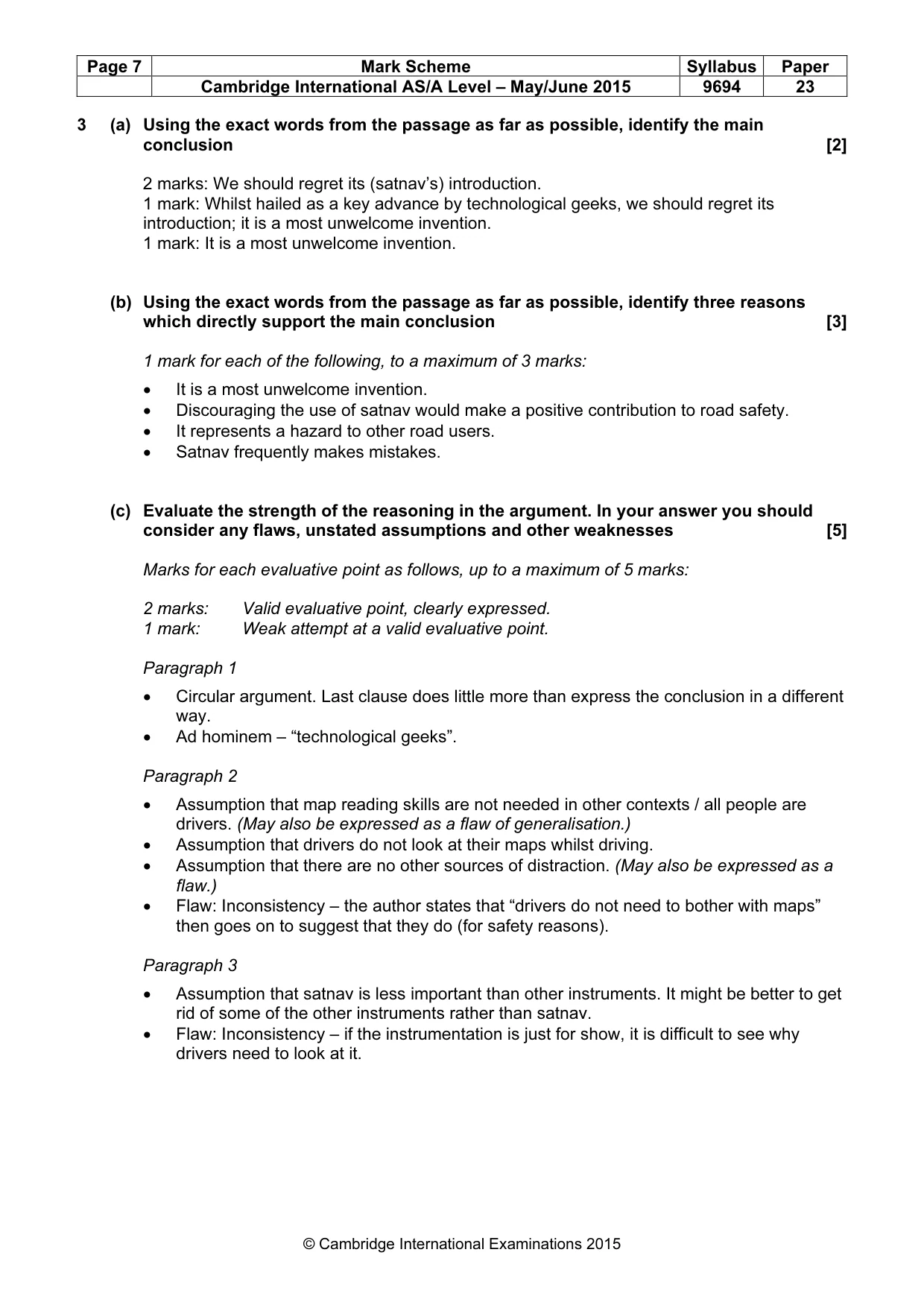 Mark scheme, page 7 of 8