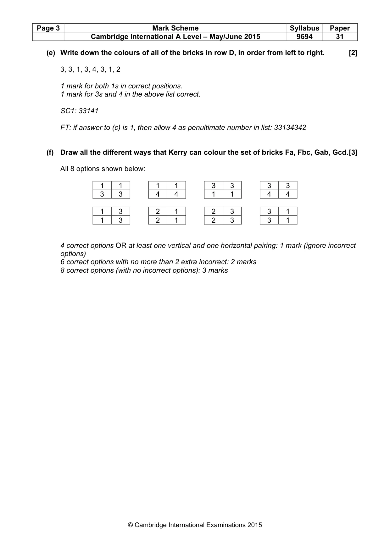 Mark scheme, page 3 of 8