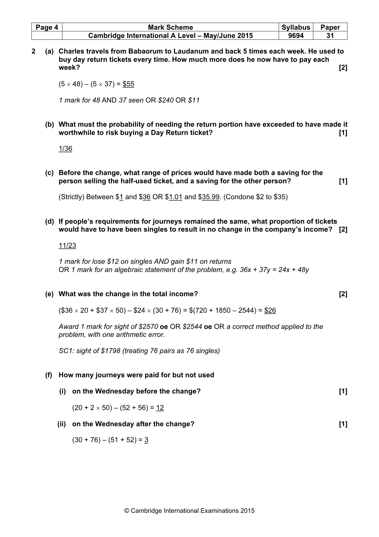 Mark scheme, page 4 of 8