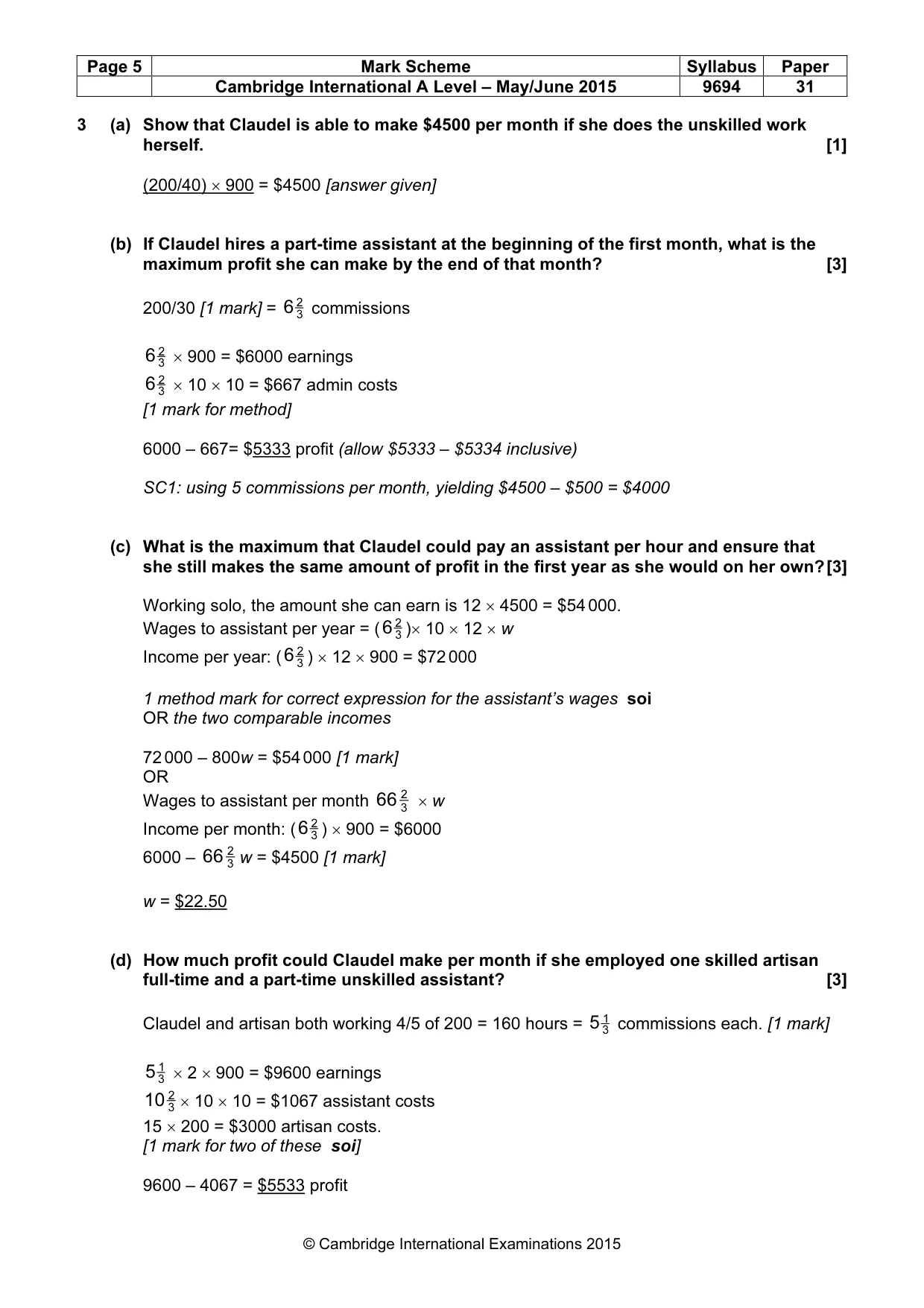 Mark scheme, page 5 of 8