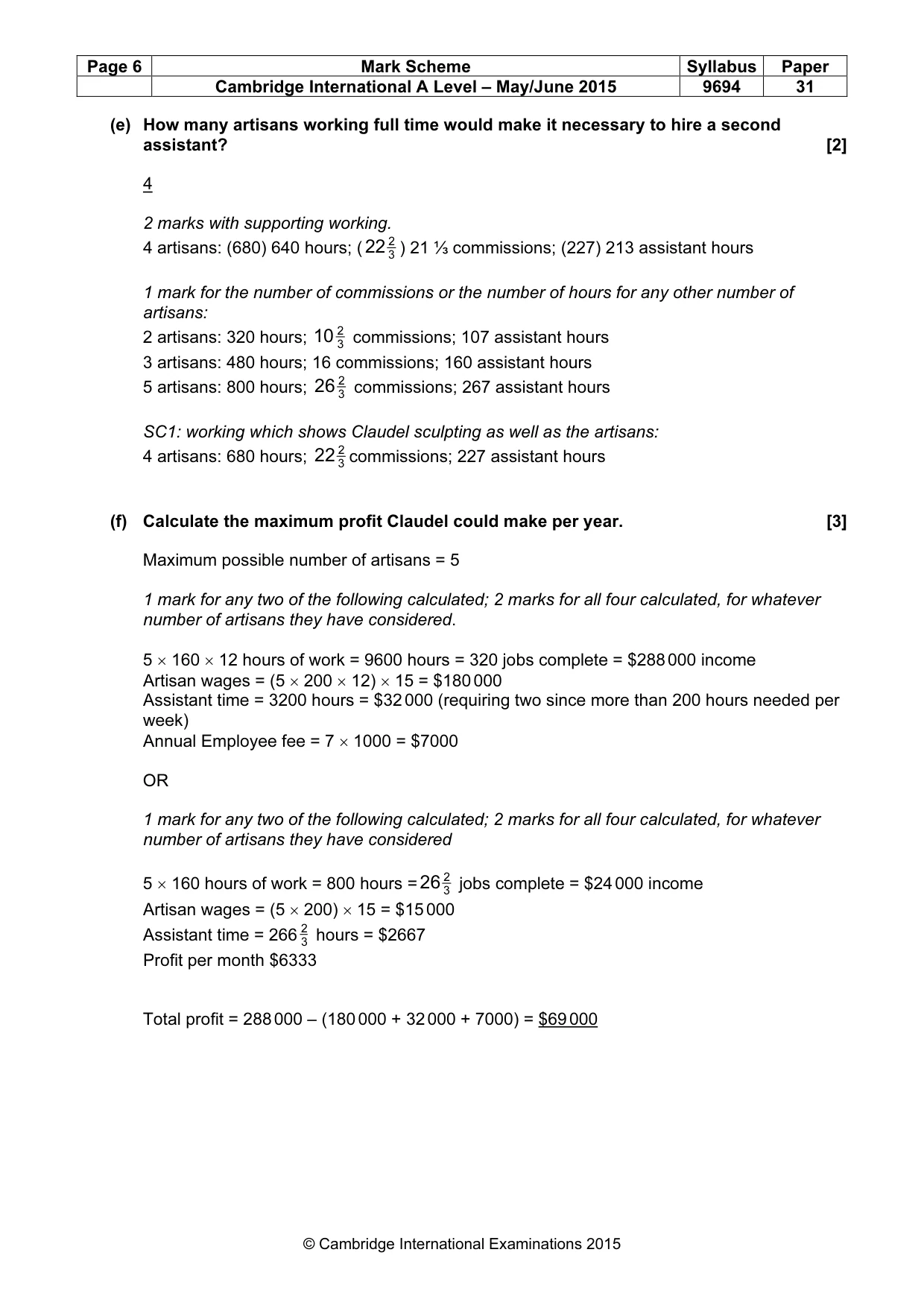 Mark scheme, page 6 of 8