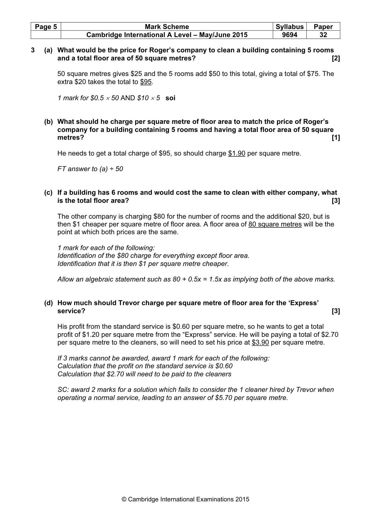 Mark scheme, page 5 of 8