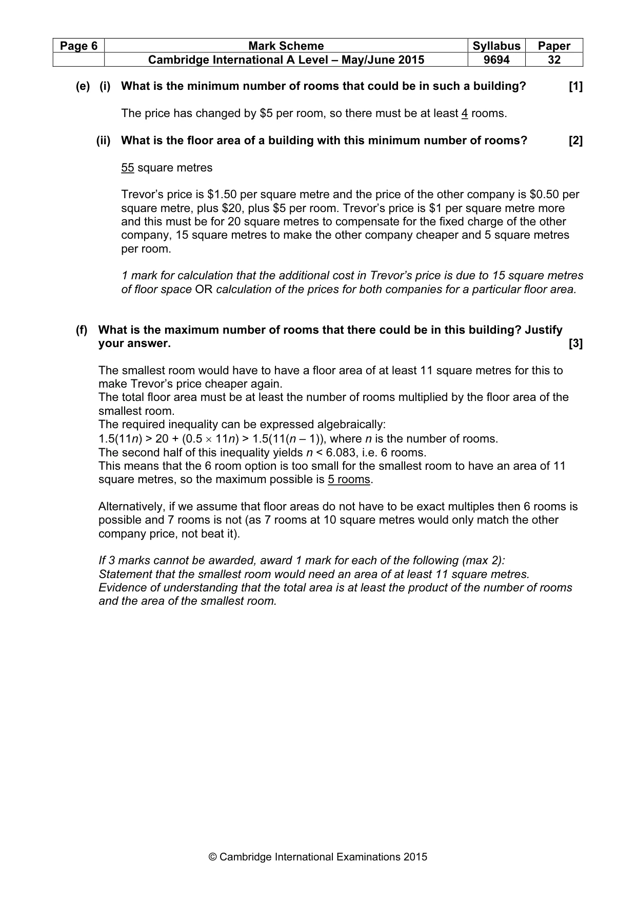 Mark scheme, page 6 of 8