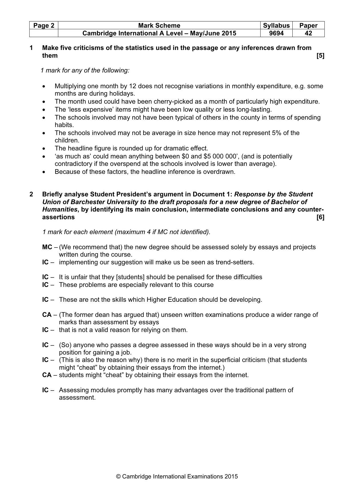 Mark scheme, page 2 of 8