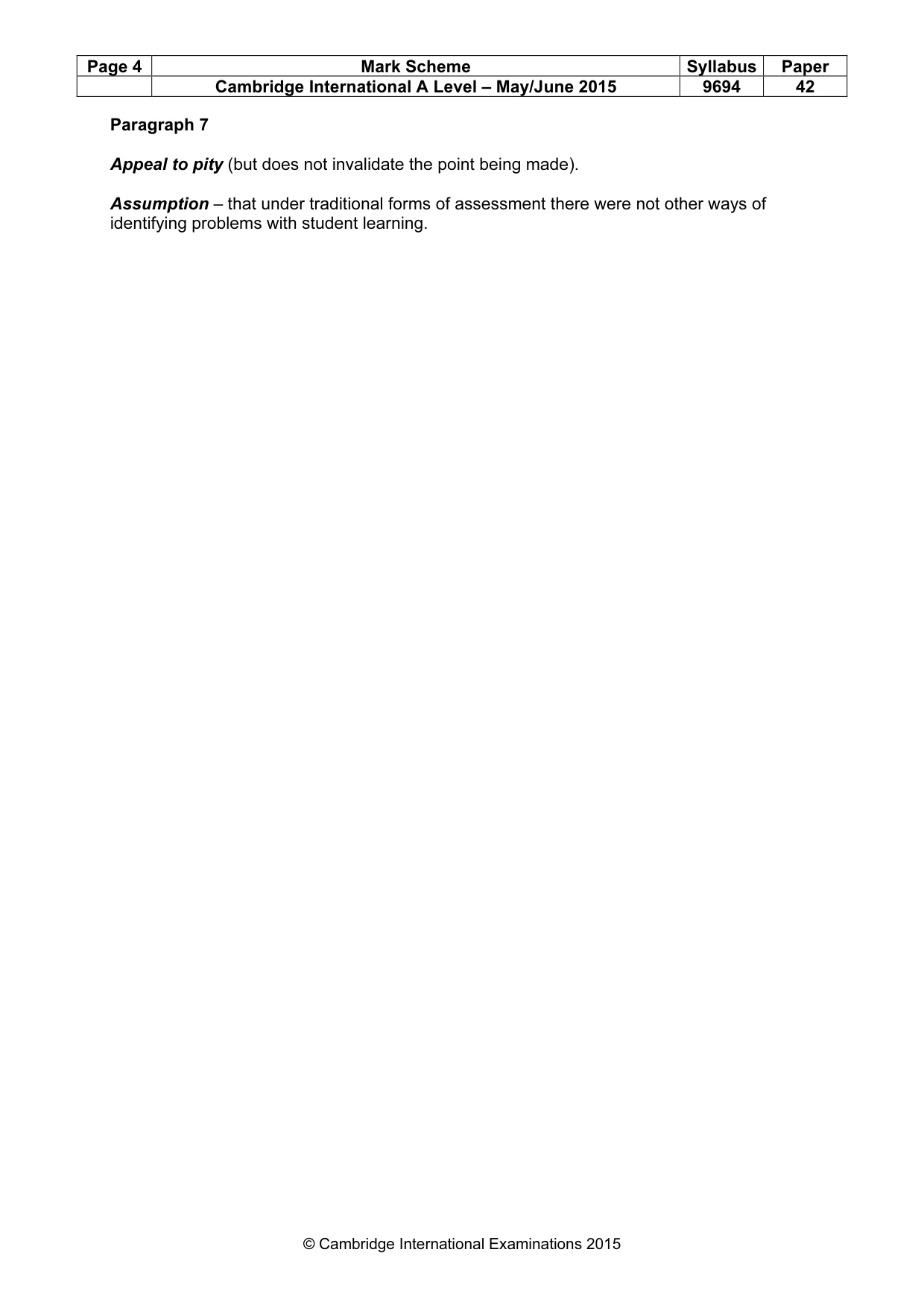 Mark scheme, page 4 of 8