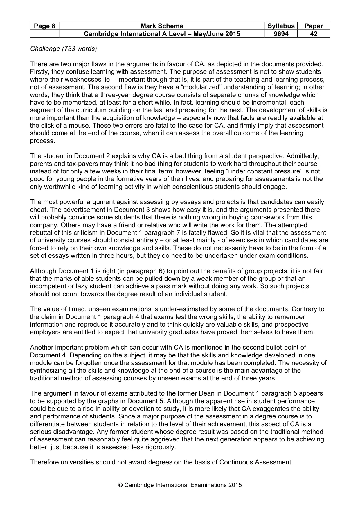 Mark scheme, page 8 of 8