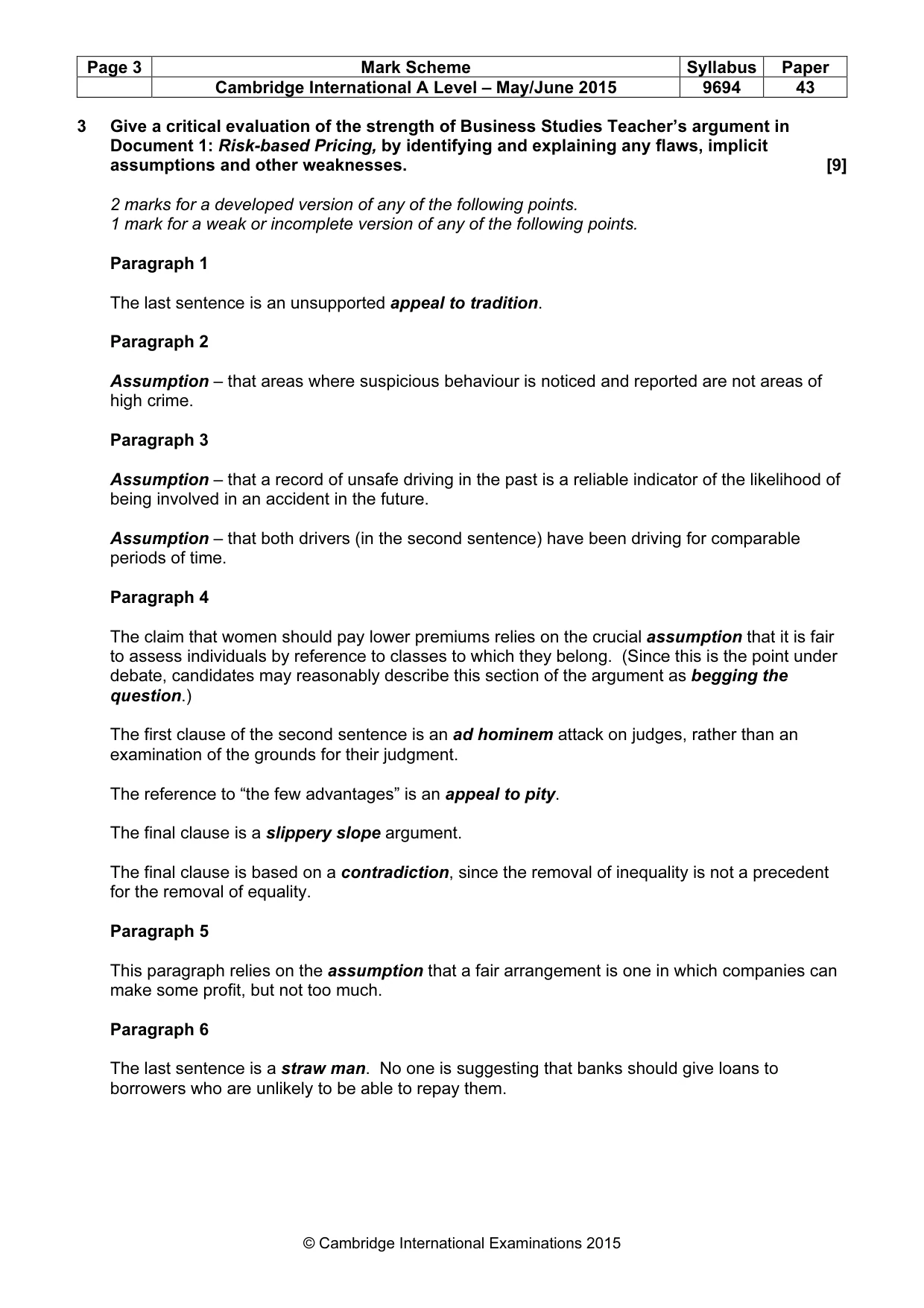 Mark scheme, page 3 of 7