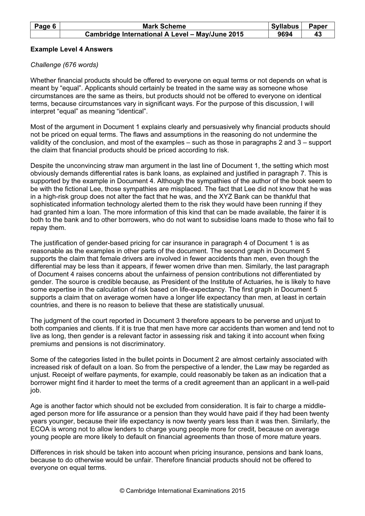 Mark scheme, page 6 of 7