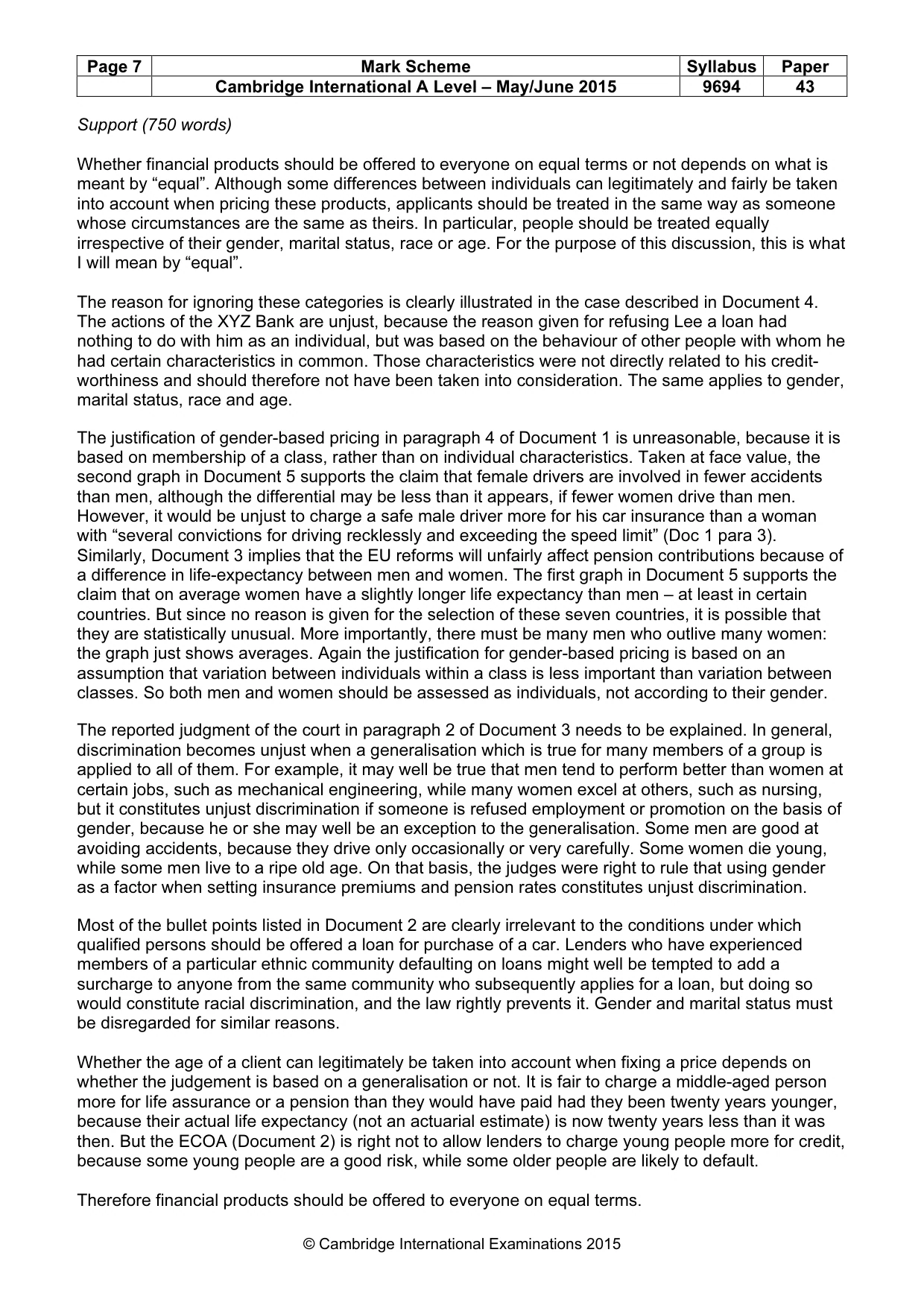 Mark scheme, page 7 of 7
