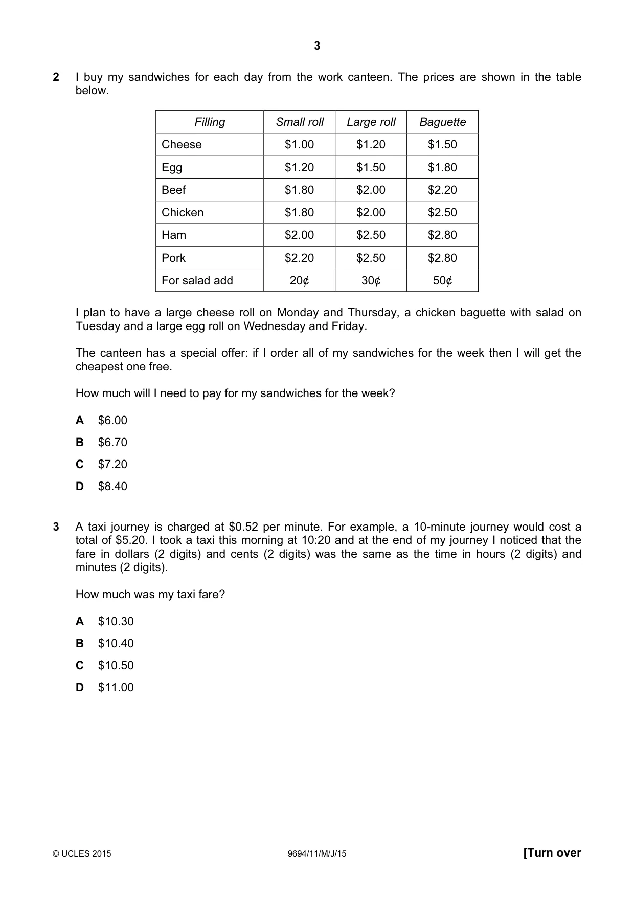 Cambridge A Level Thinking Skills 9694 2015 May/June Paper 1 · Variant 1 question paper, page 3 of 20