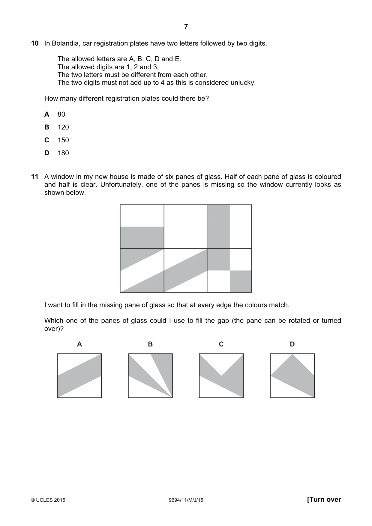 Cambridge A Level Thinking Skills 9694 2015 May/June Paper 1 · Variant 1 question paper, page 7 of 20