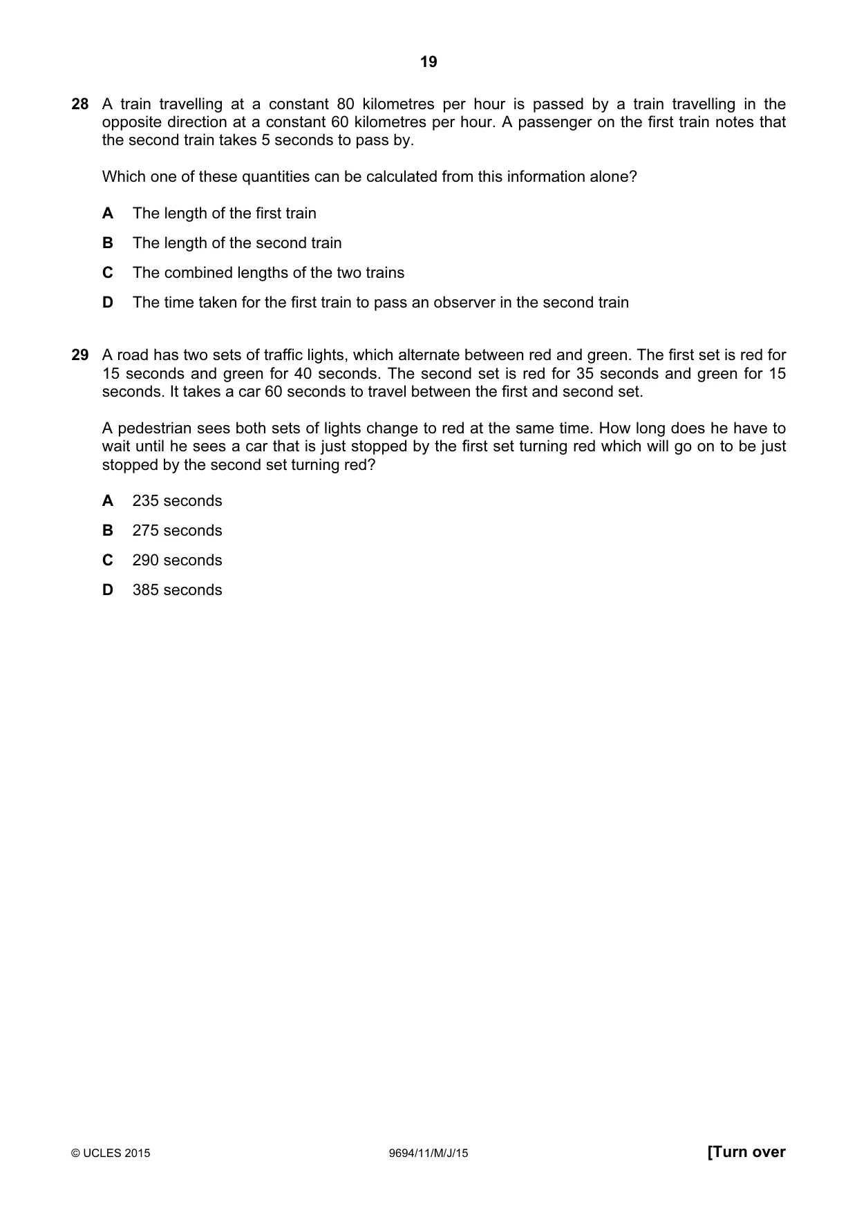 Cambridge A Level Thinking Skills 9694 2015 May/June Paper 1 · Variant 1 question paper, page 19 of 20