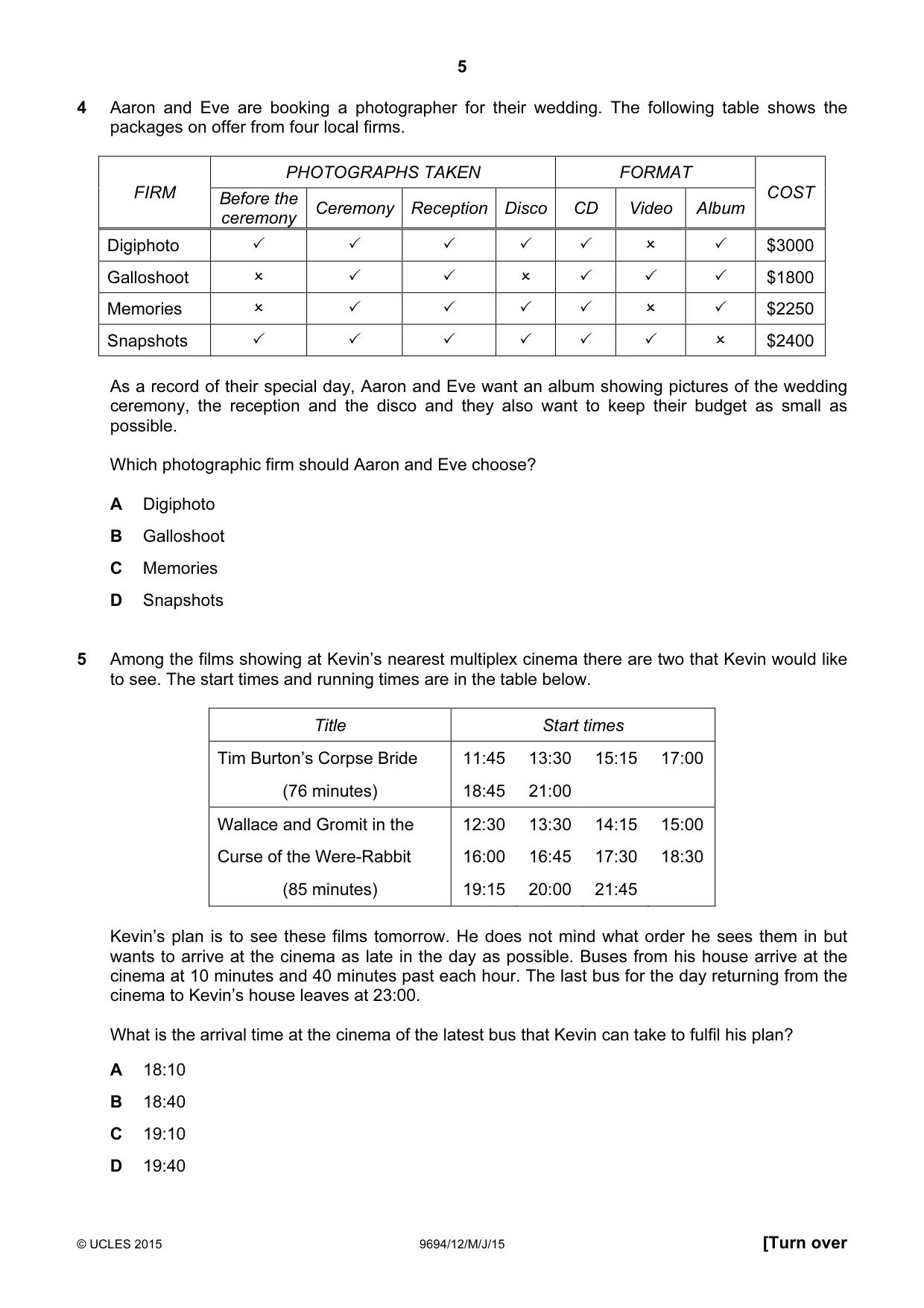 Cambridge A Level Thinking Skills 9694 2015 May/June Paper 1 · Variant 2 question paper, page 5 of 20