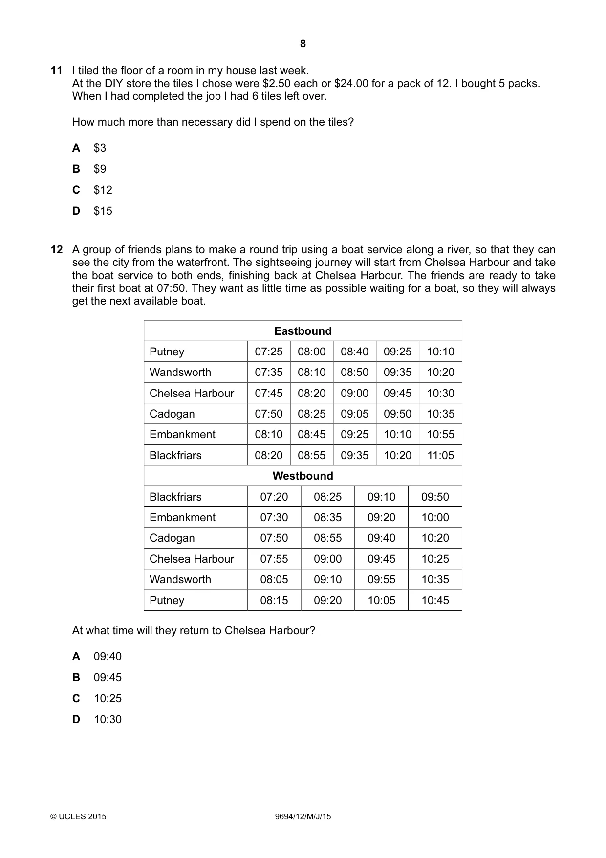 Cambridge A Level Thinking Skills 9694 2015 May/June Paper 1 · Variant 2 question paper, page 8 of 20