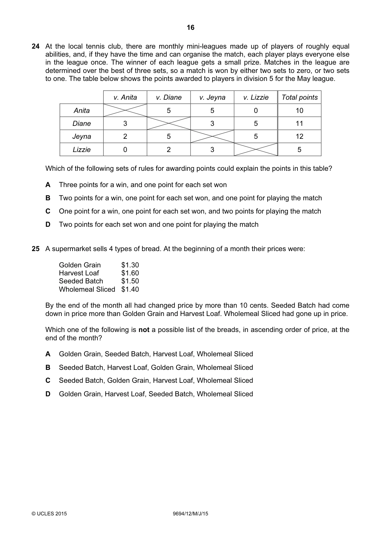 Cambridge A Level Thinking Skills 9694 2015 May/June Paper 1 · Variant 2 question paper, page 16 of 20