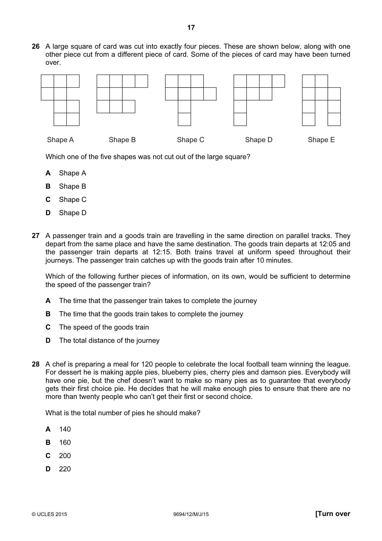 Cambridge A Level Thinking Skills 9694 2015 May/June Paper 1 · Variant 2 question paper, page 17 of 20
