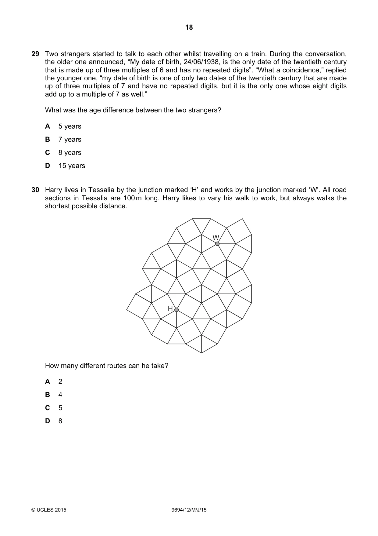Cambridge A Level Thinking Skills 9694 2015 May/June Paper 1 · Variant 2 question paper, page 18 of 20