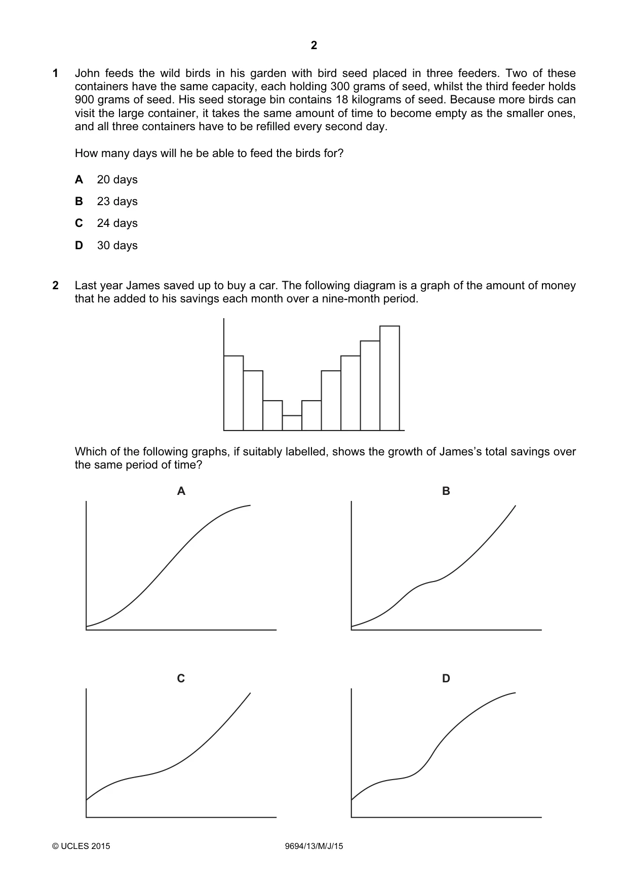 Cambridge A Level Thinking Skills 9694 2015 May/June Paper 1 · Variant 3 question paper, page 2 of 20