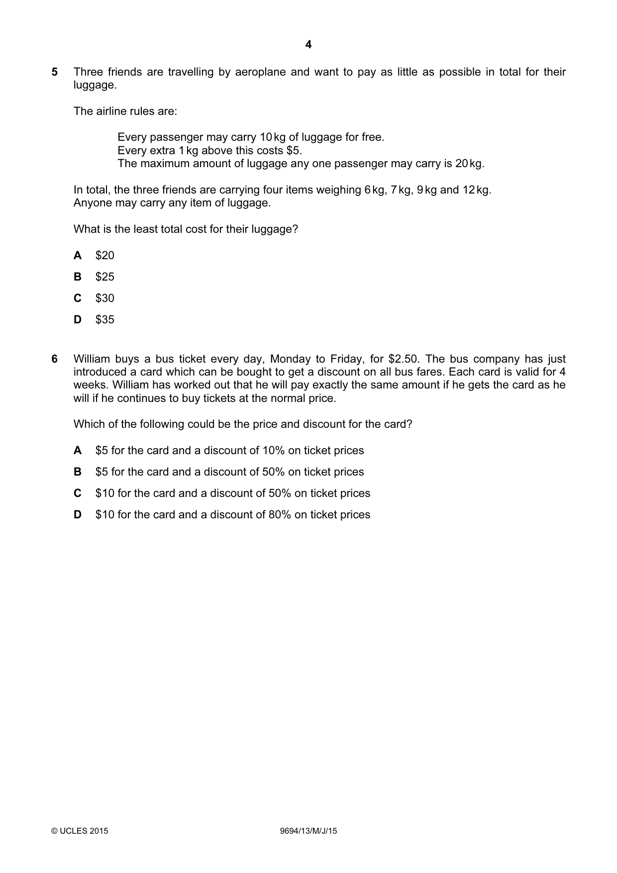Cambridge A Level Thinking Skills 9694 2015 May/June Paper 1 · Variant 3 question paper, page 4 of 20