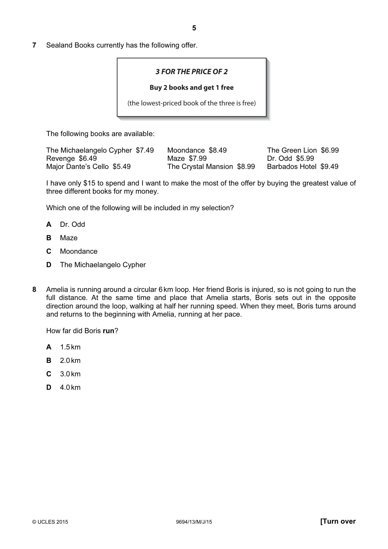 Cambridge A Level Thinking Skills 9694 2015 May/June Paper 1 · Variant 3 question paper, page 5 of 20