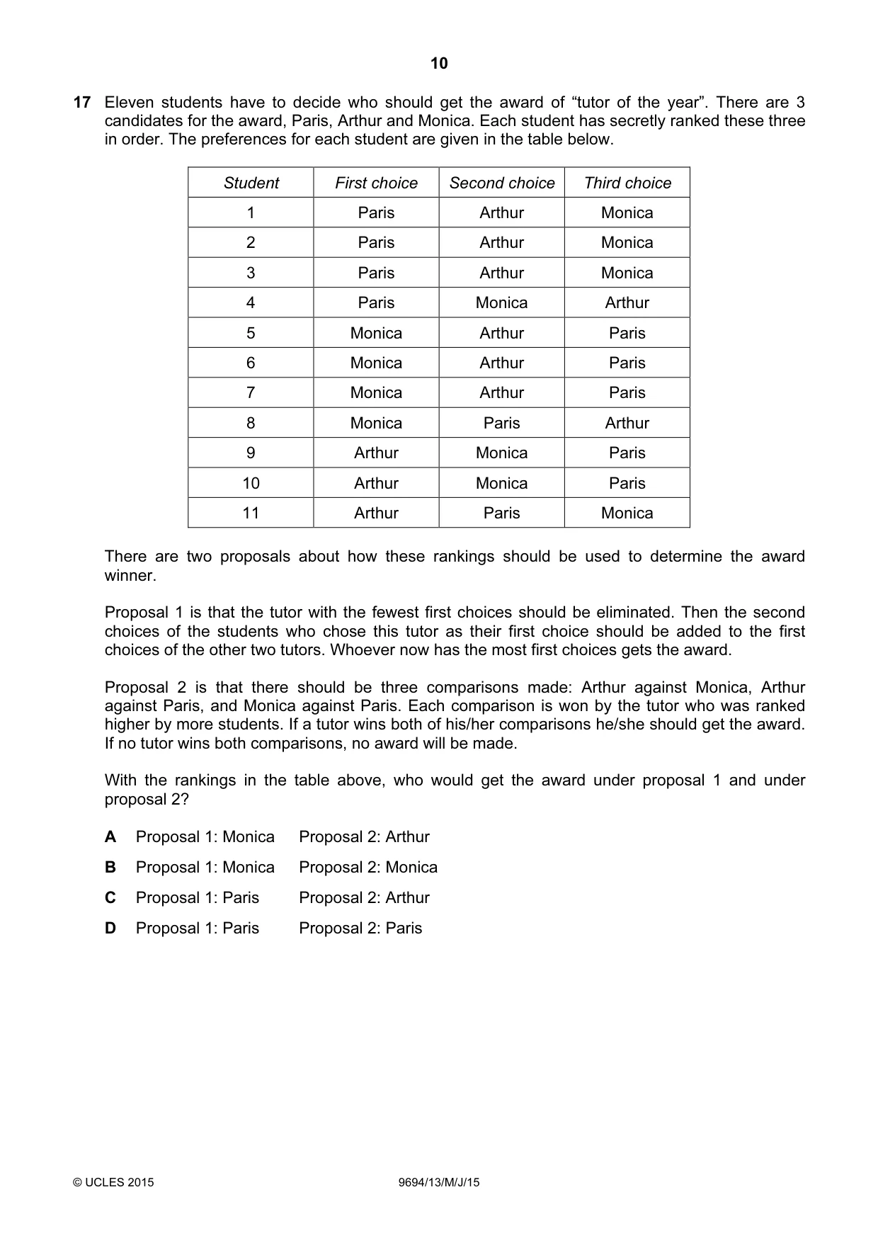 Cambridge A Level Thinking Skills 9694 2015 May/June Paper 1 · Variant 3 question paper, page 10 of 20