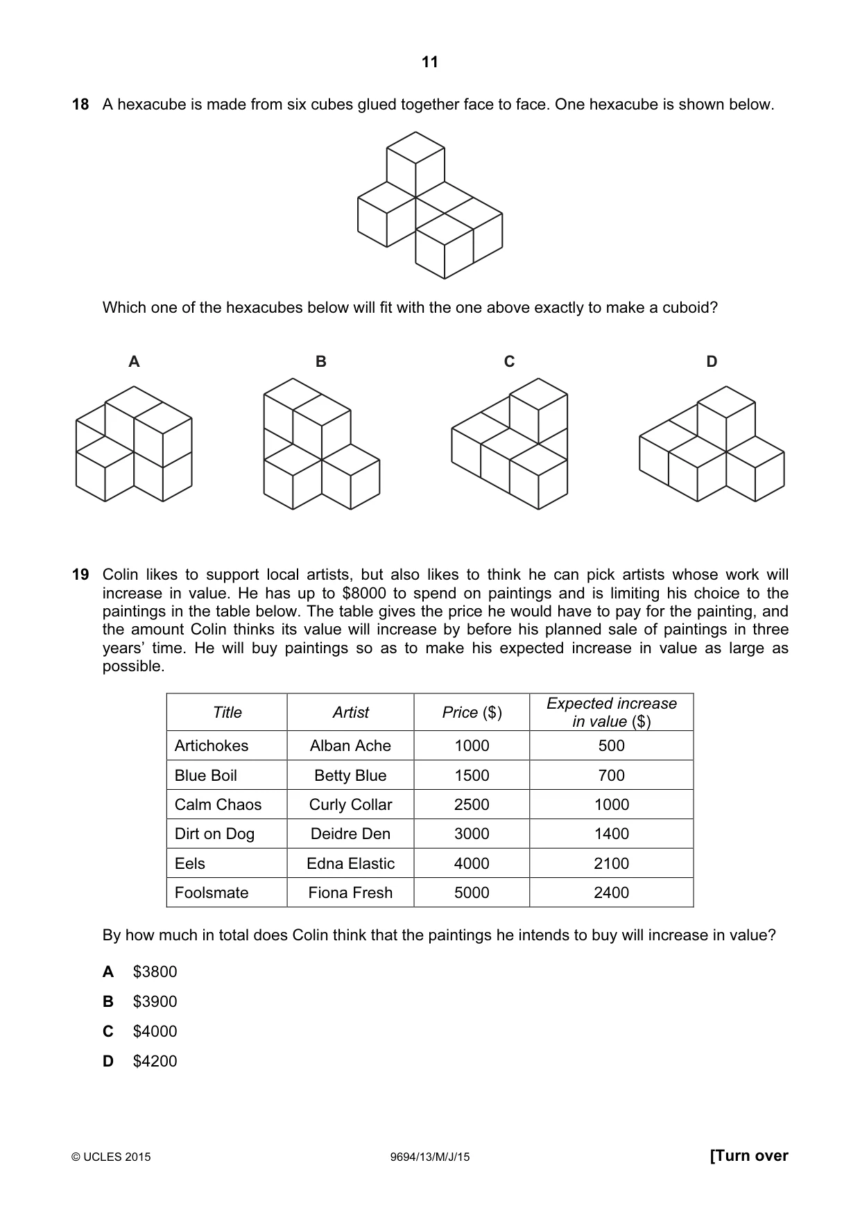 Cambridge A Level Thinking Skills 9694 2015 May/June Paper 1 · Variant 3 question paper, page 11 of 20
