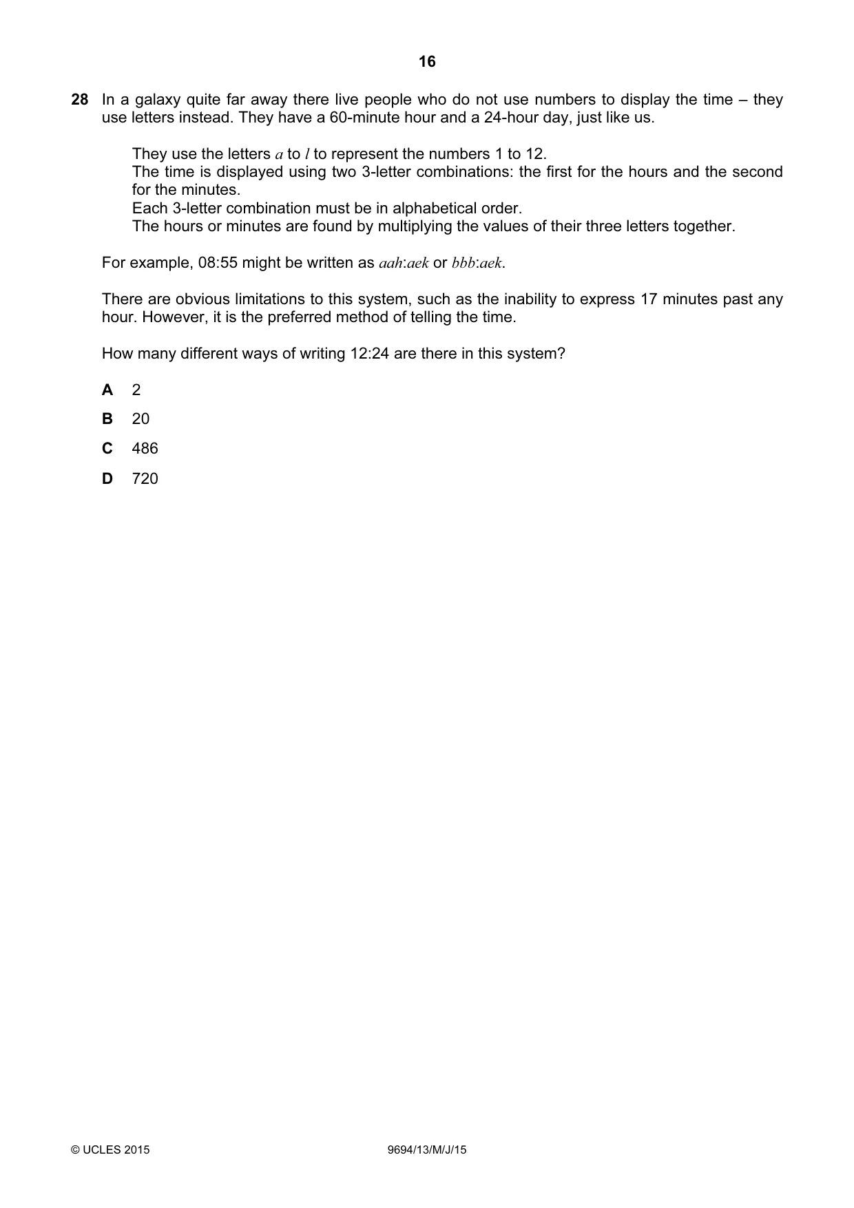 Cambridge A Level Thinking Skills 9694 2015 May/June Paper 1 · Variant 3 question paper, page 16 of 20