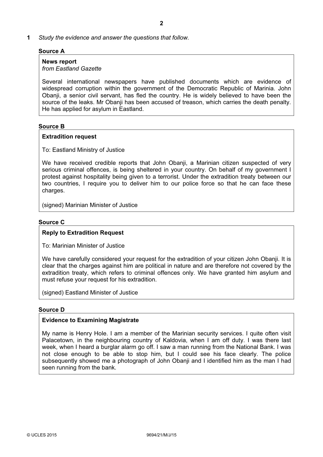 Cambridge A Level Thinking Skills 9694 2015 May/June Paper 2 · Variant 1 question paper, page 2 of 8