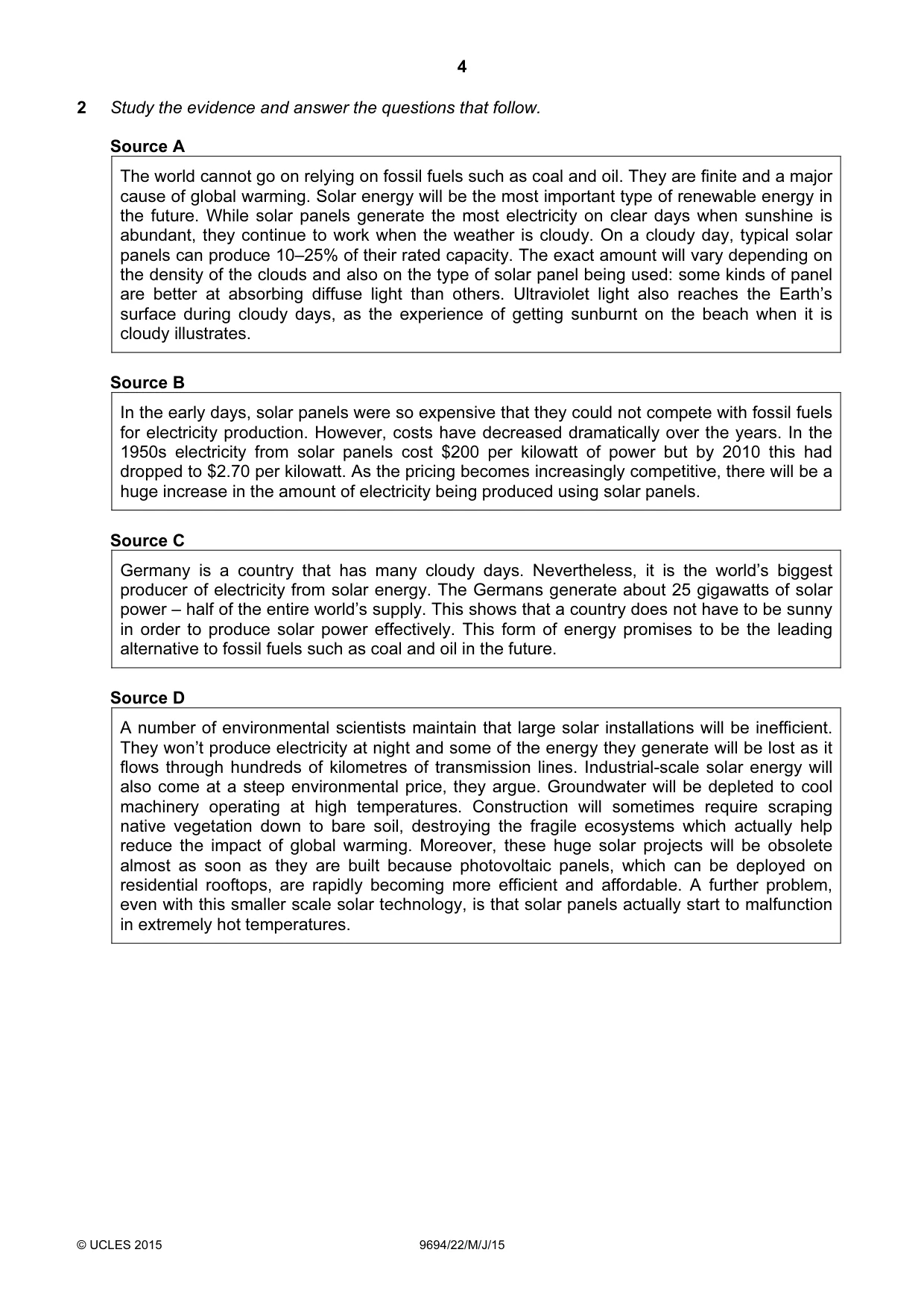 Cambridge A Level Thinking Skills 9694 2015 May/June Paper 2 · Variant 2 question paper, page 4 of 8