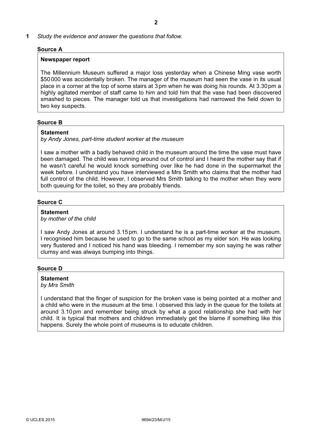 Cambridge A Level Thinking Skills 9694 2015 May/June Paper 2 · Variant 3 question paper, page 2 of 8