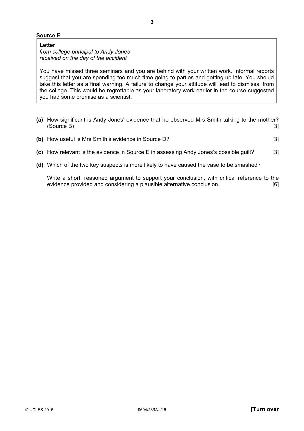 Cambridge A Level Thinking Skills 9694 2015 May/June Paper 2 · Variant 3 question paper, page 3 of 8