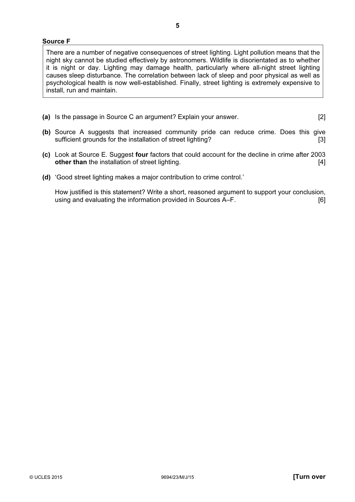 Cambridge A Level Thinking Skills 9694 2015 May/June Paper 2 · Variant 3 question paper, page 5 of 8
