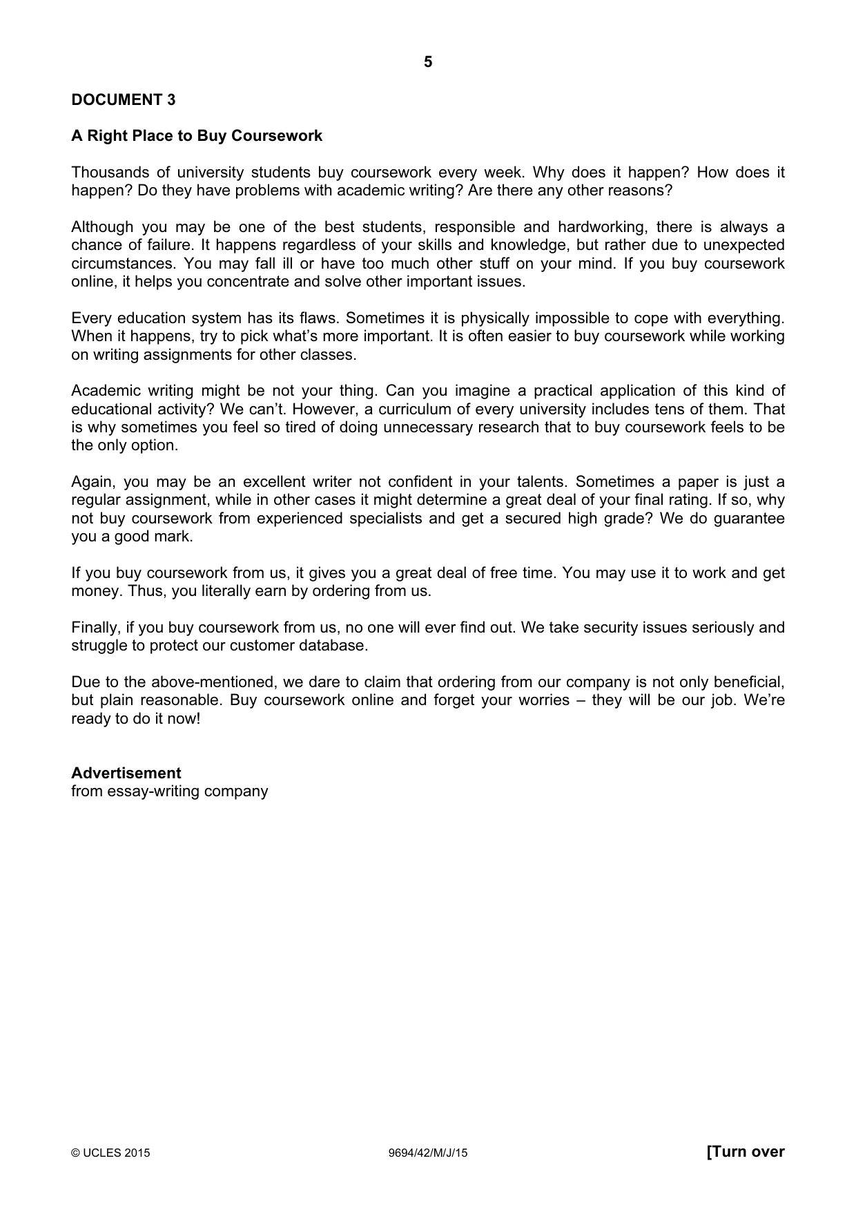 Cambridge A Level Thinking Skills 9694 2015 May/June Paper 4 · Variant 2 question paper, page 5 of 8