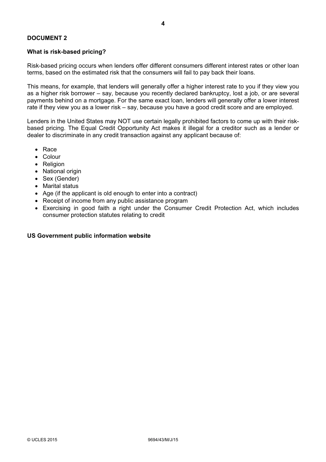 Cambridge A Level Thinking Skills 9694 2015 May/June Paper 4 · Variant 3 question paper, page 4 of 8