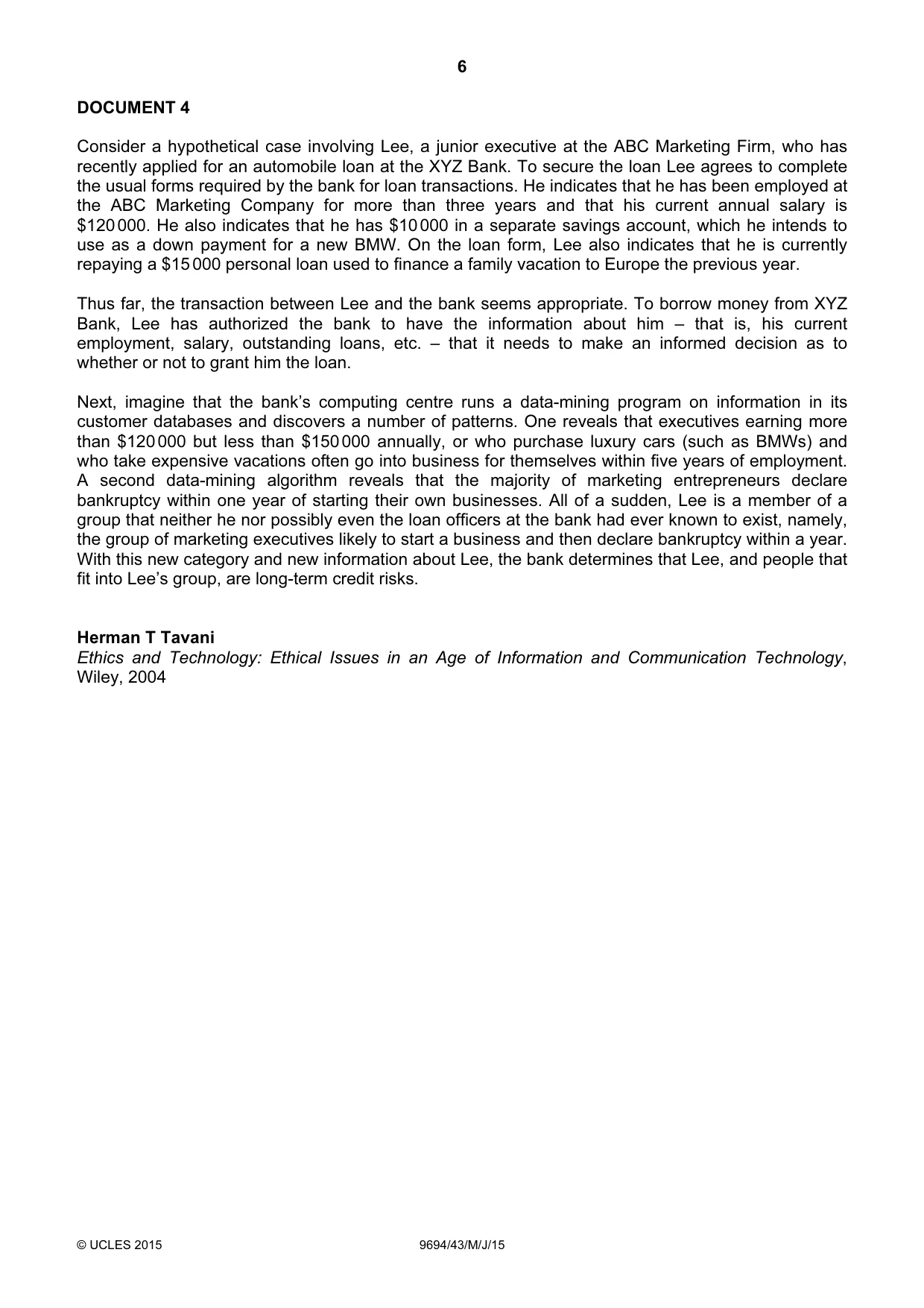Cambridge A Level Thinking Skills 9694 2015 May/June Paper 4 · Variant 3 question paper, page 6 of 8