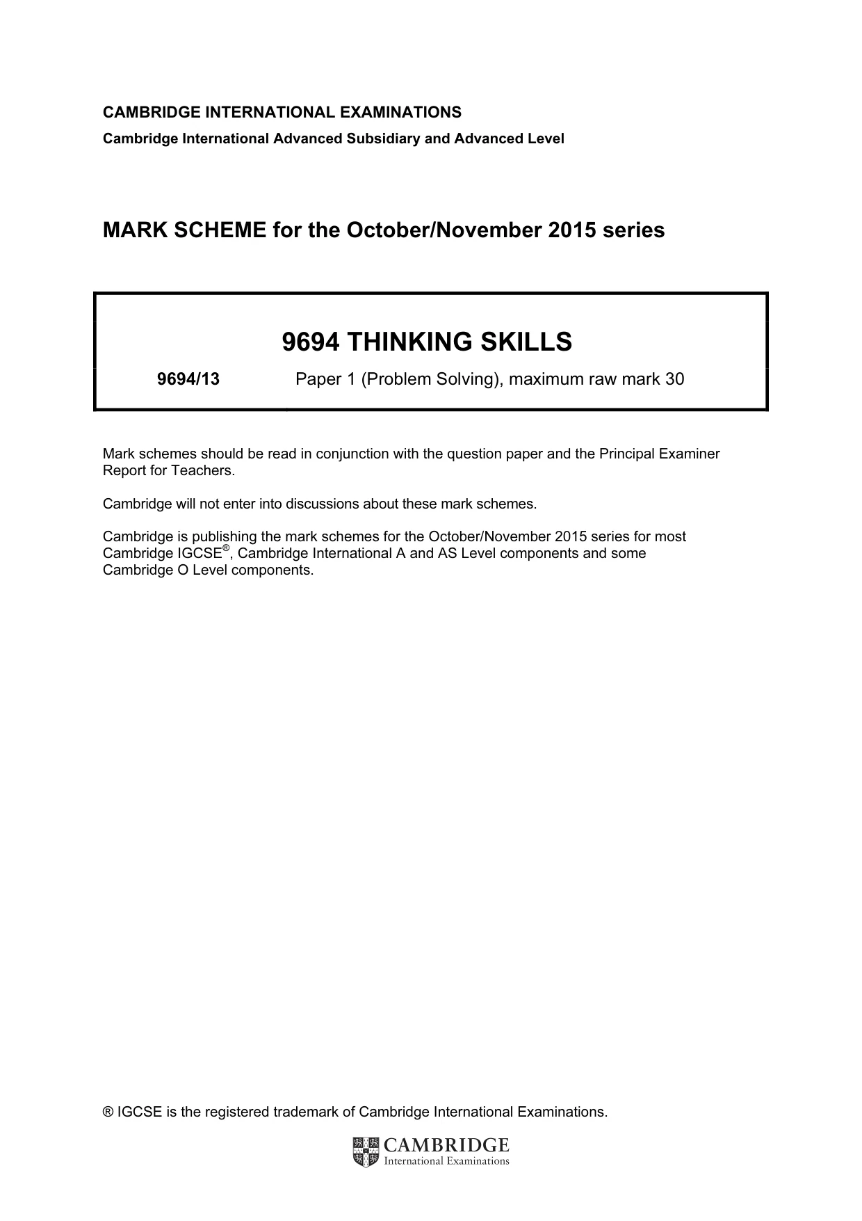 Mark scheme, page 1 of 2