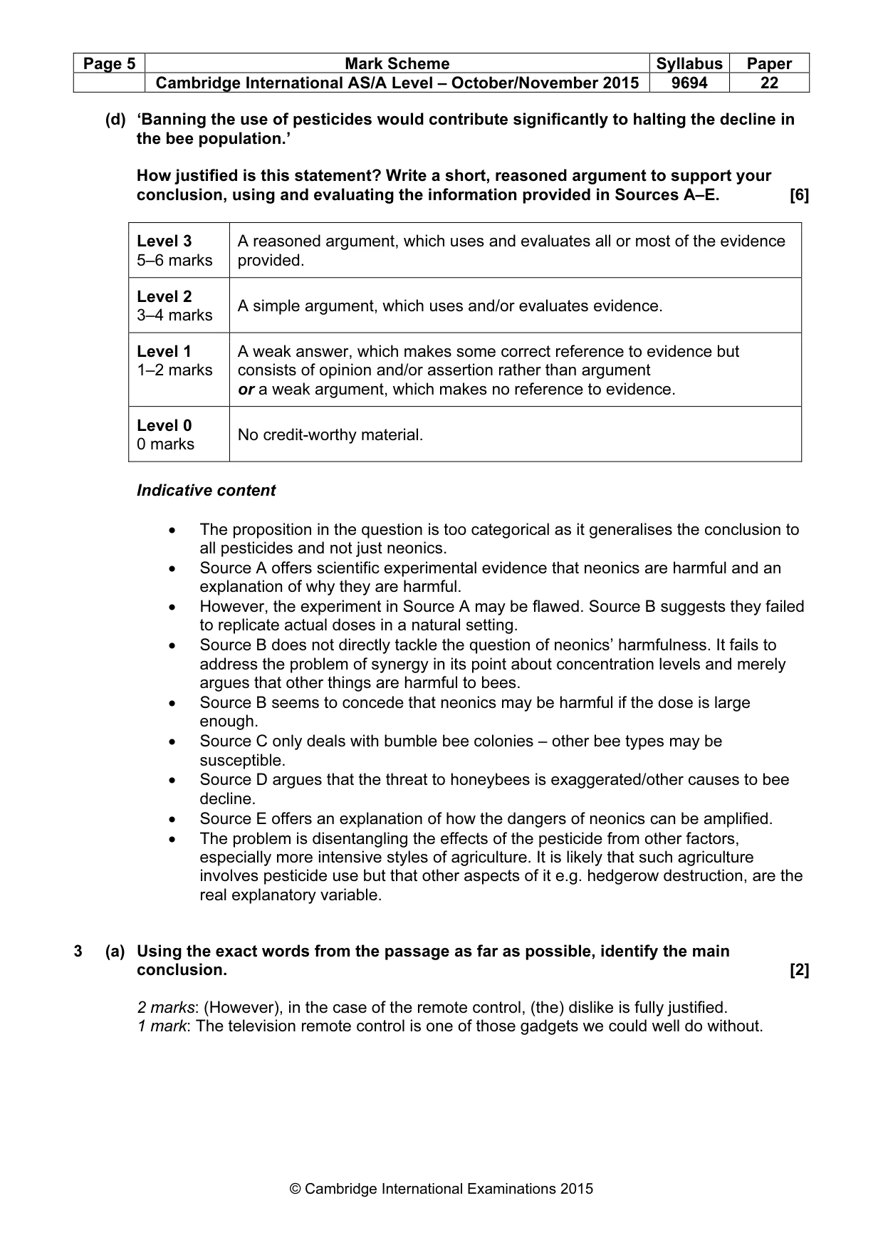 Mark scheme, page 5 of 7