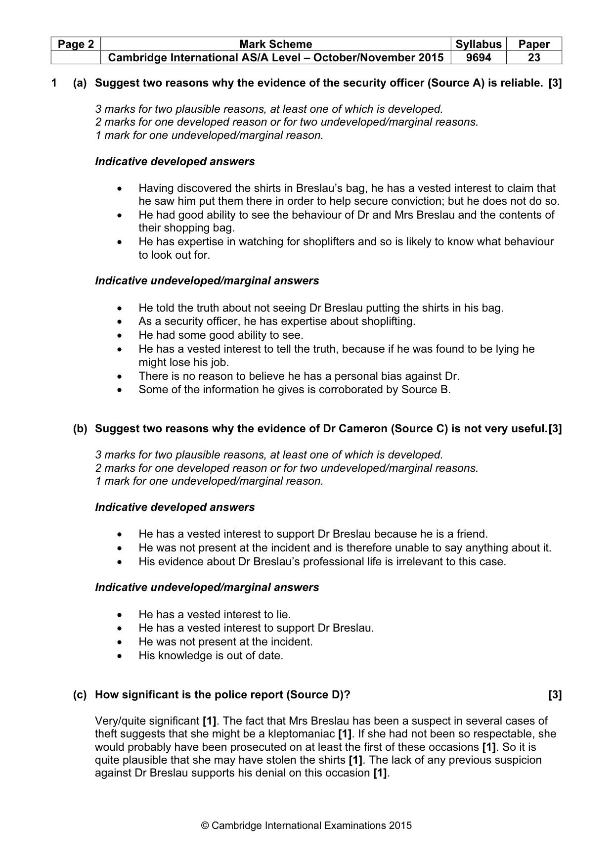 Mark scheme, page 2 of 8