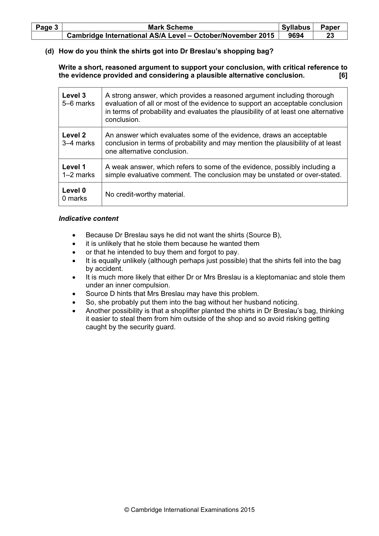 Mark scheme, page 3 of 8