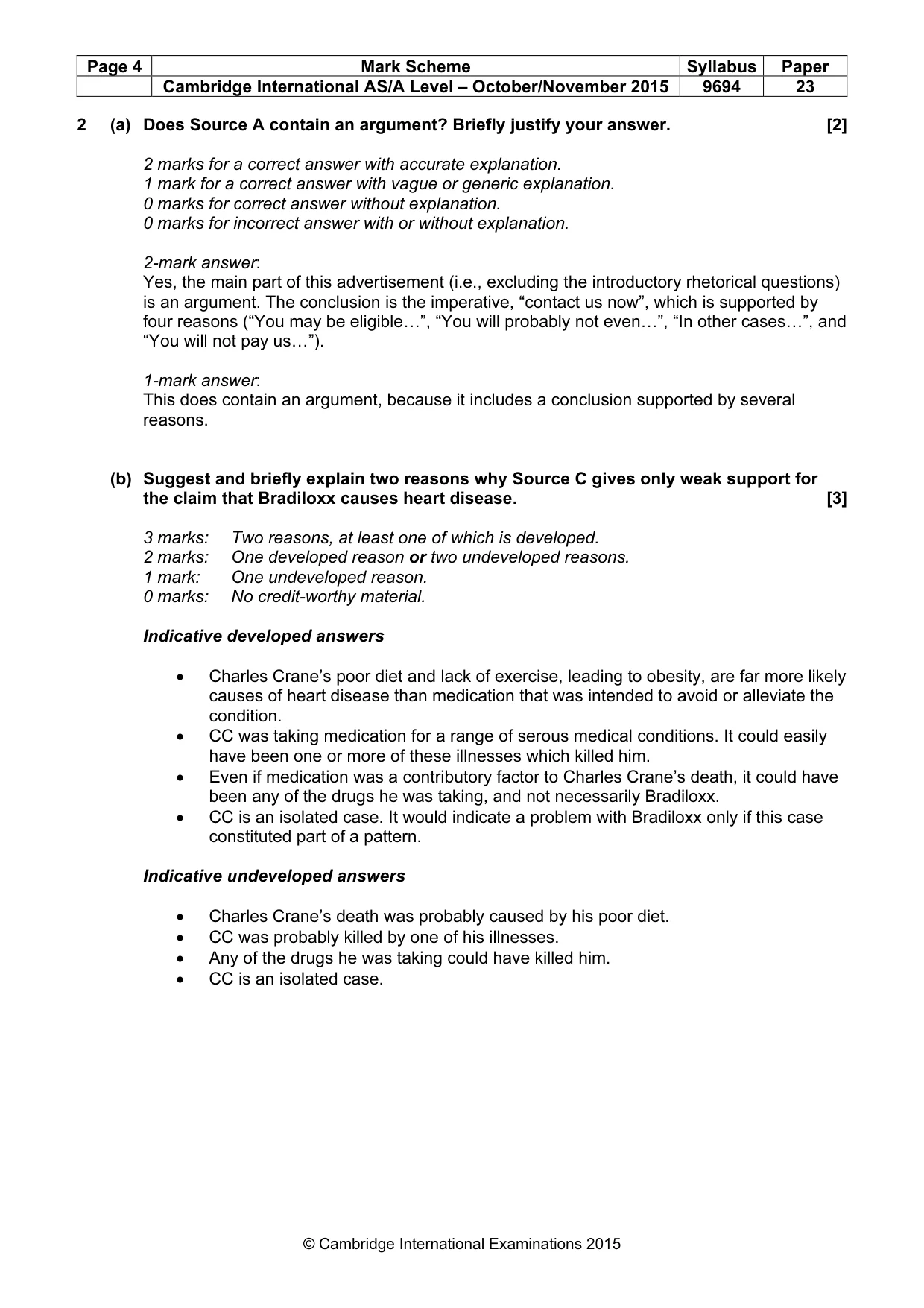 Mark scheme, page 4 of 8