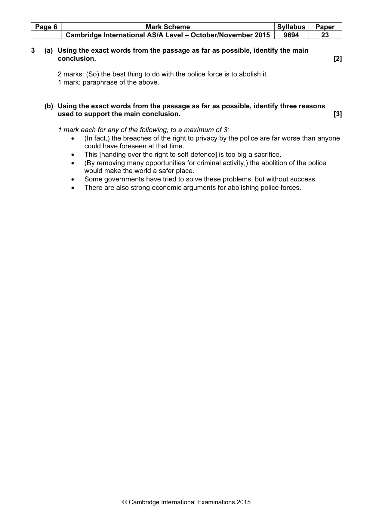Mark scheme, page 6 of 8