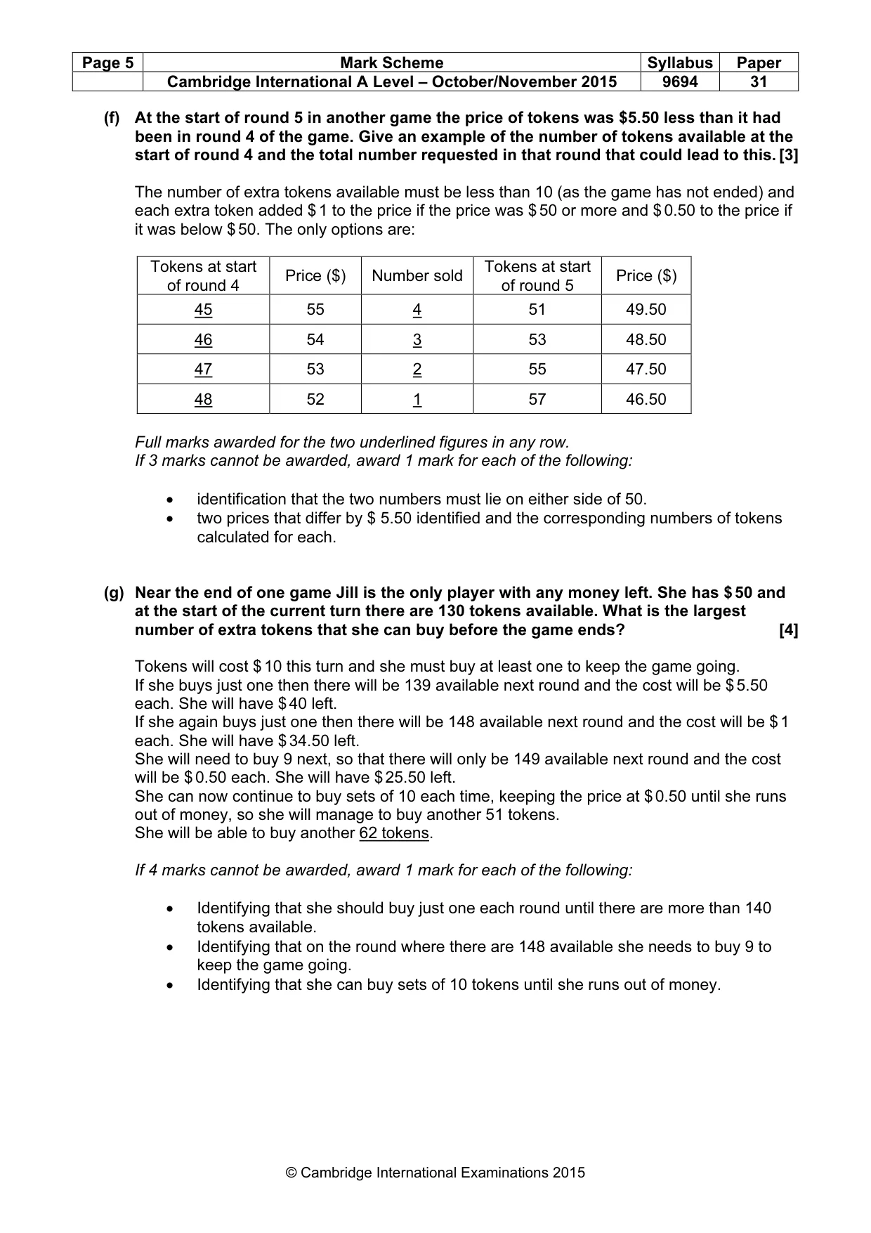 Mark scheme, page 5 of 7